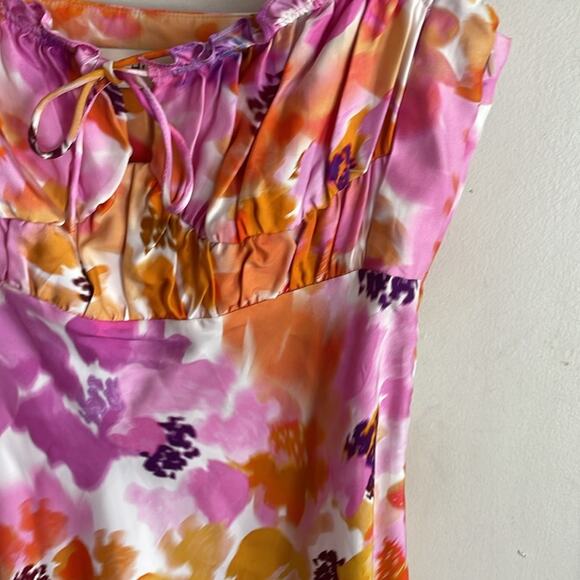 NICHOLAS Simie Gathered Floral-Print Satin-Twill Mini Dress Pink - Picture 4 of 16